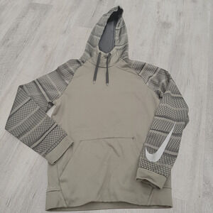 NIKE Hoodie Mens Small Green Black Pattern Dri Fit Training Hoodie 800303-325